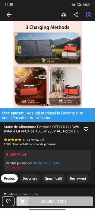 Statie portabila de incarcare 1.2 kw