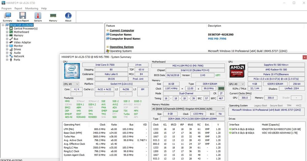 PC i5 7500 - 16GB RAM - RX580