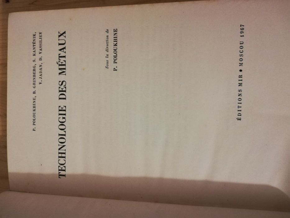 vand carte Technologie des metaux 1967