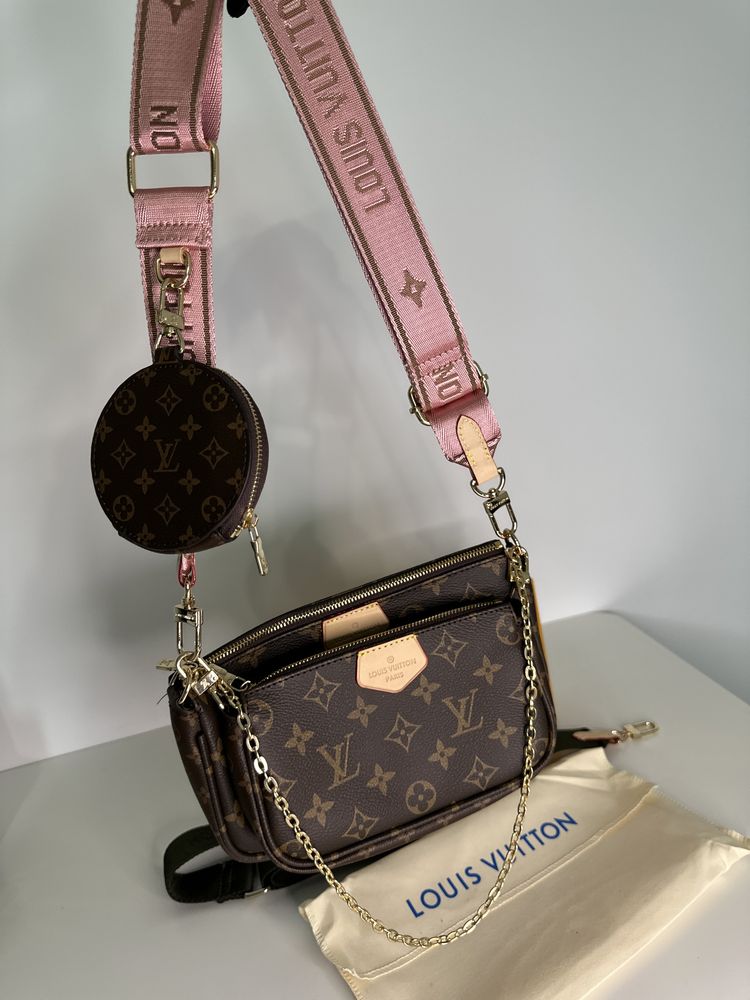 Geanta Louis Vuitton multi pochette 3 piese+cutie piele canvas 100% r