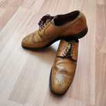 pantofi piele naturala kaki - BROGUE LongWing - micro perforatii
