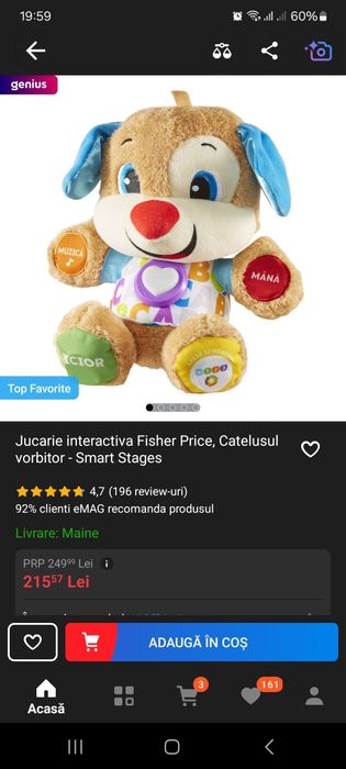 Jucarie interactiva Fisher Price, Catelusul vorbitor - Smart Stages