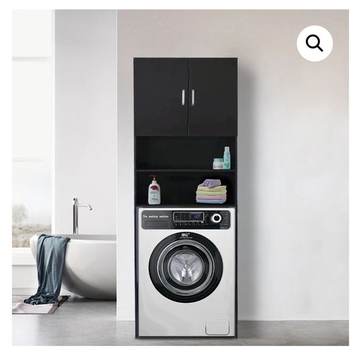Шкаф за пералня и сушилня 190 см, черно