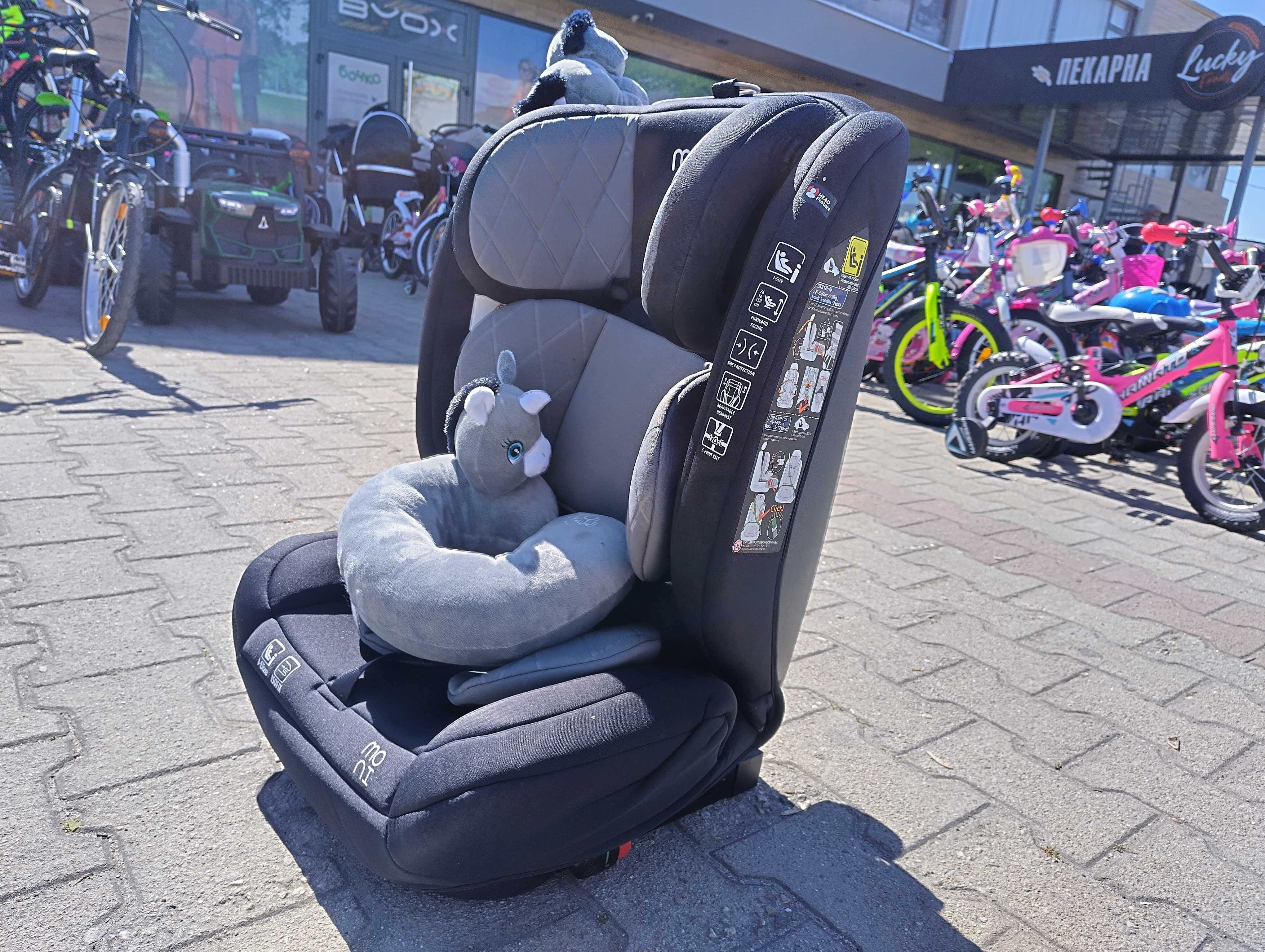 MONI Стол за кола I-SIZE I-SAFE ISOFIX (76-150 см) сив