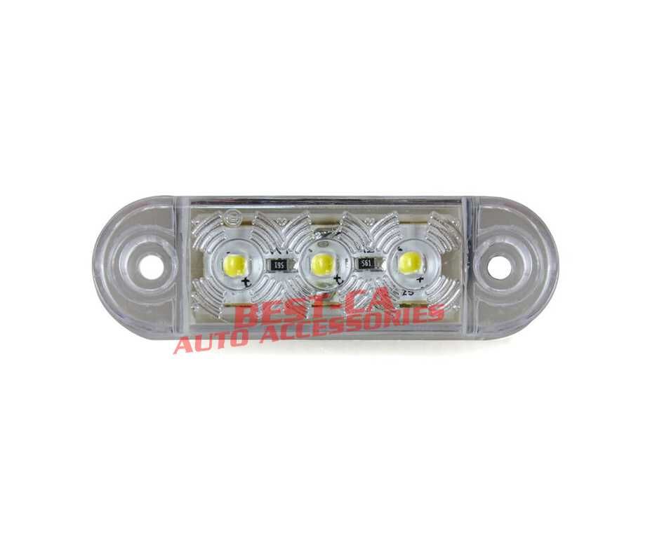 Lampa gabarit laterala mini 6,5 cm. 3 SMD, 12-24V alb