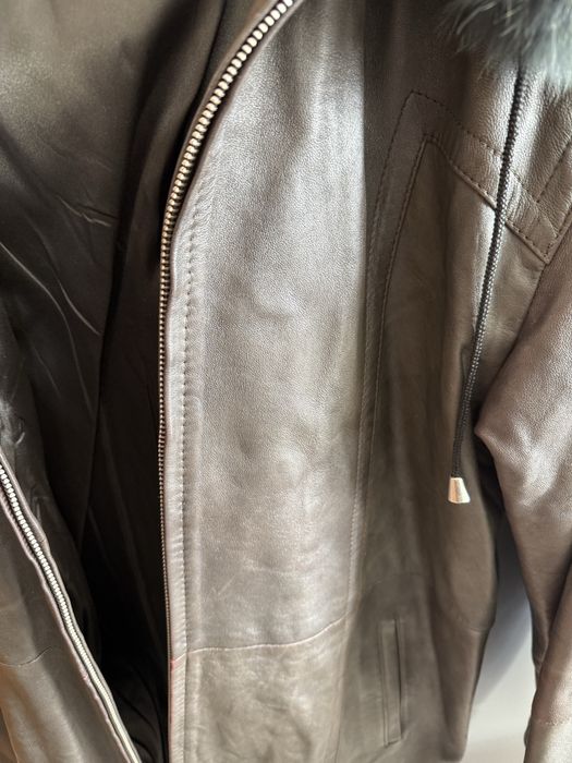 Палто от естествена кожа и пух