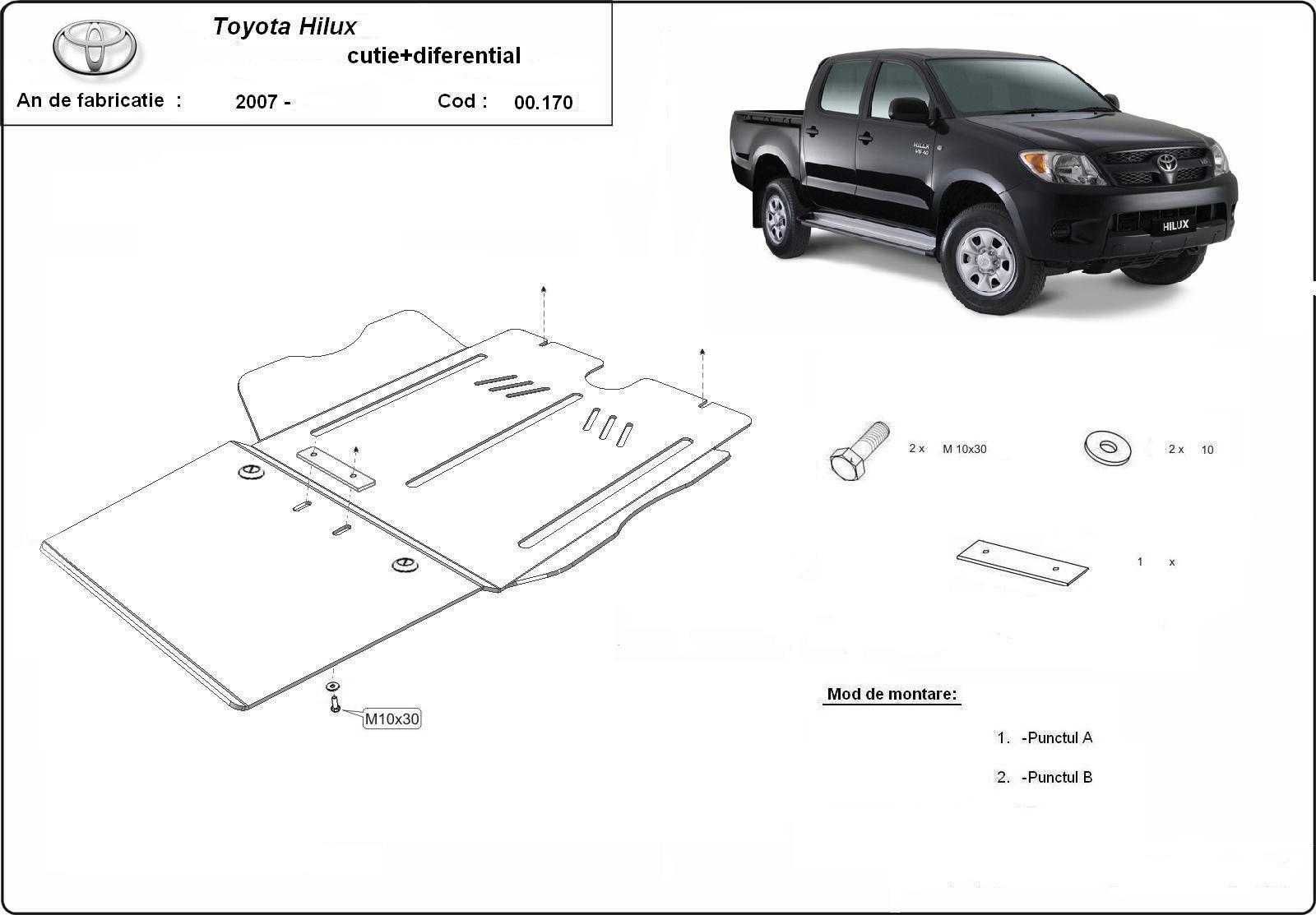 Метална кора TOYOTA HILUX VI 2004-2015 - под двигател,ск.кутия,дифере