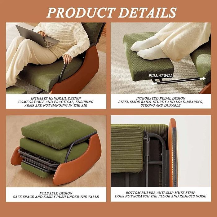 Намален Люлеещ релакс удобен стол, шезлонг от рипсено кадифе