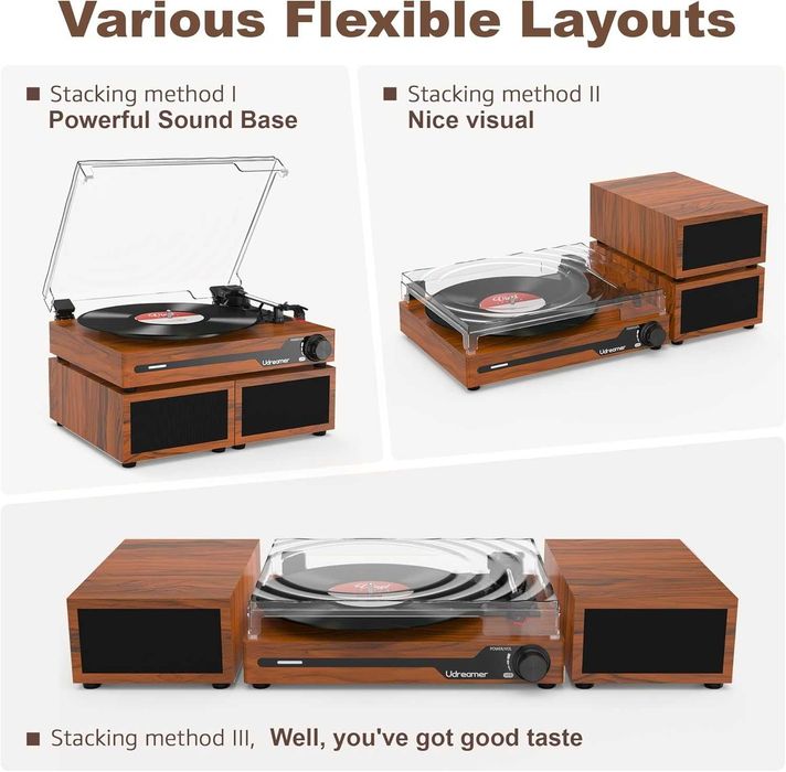 Грамофон Udreamer с 2 двойни стерео високоговорителя