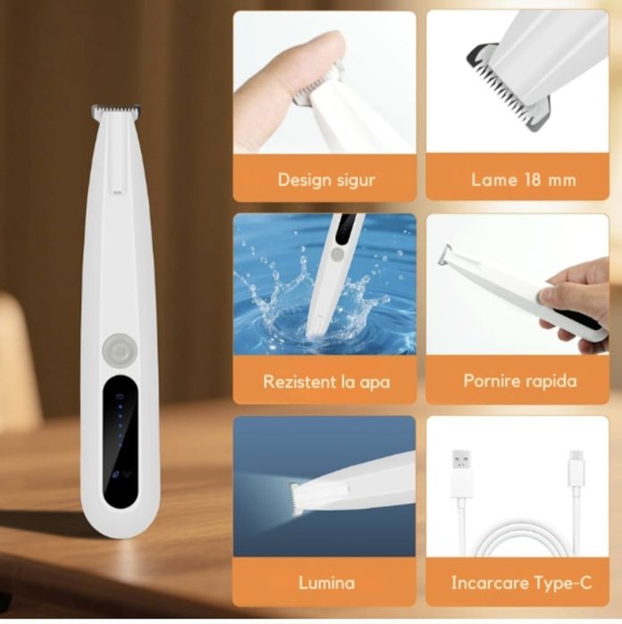 Masina de tuns caini si pisici, display LED, trimmer fara fir