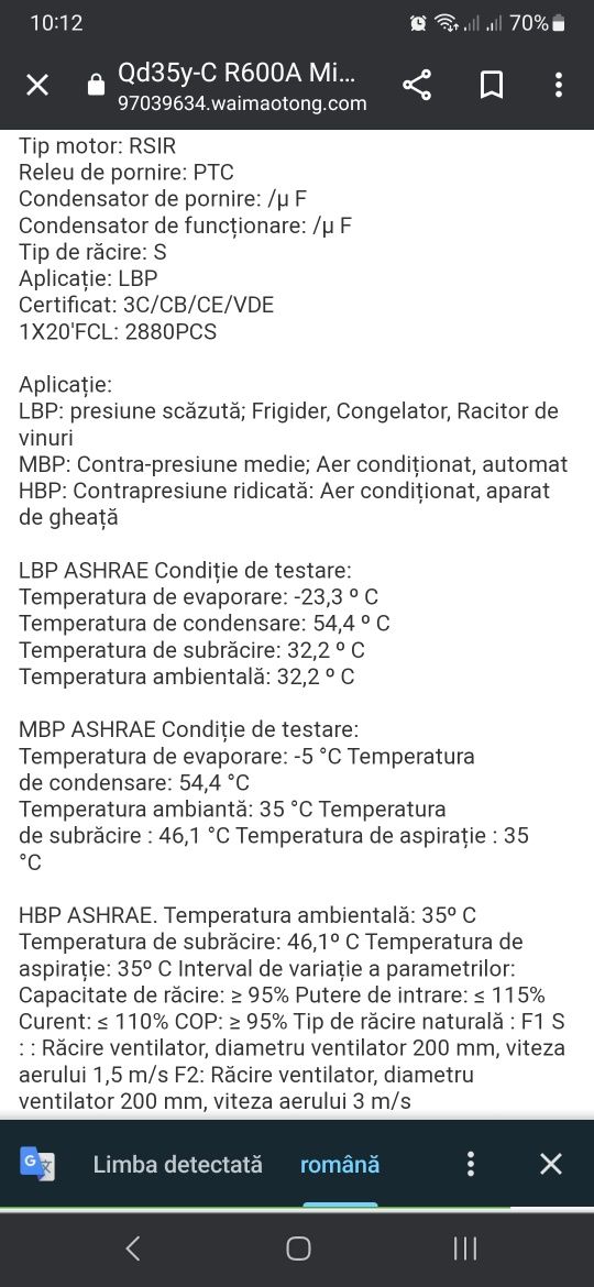 Compresor frigider.