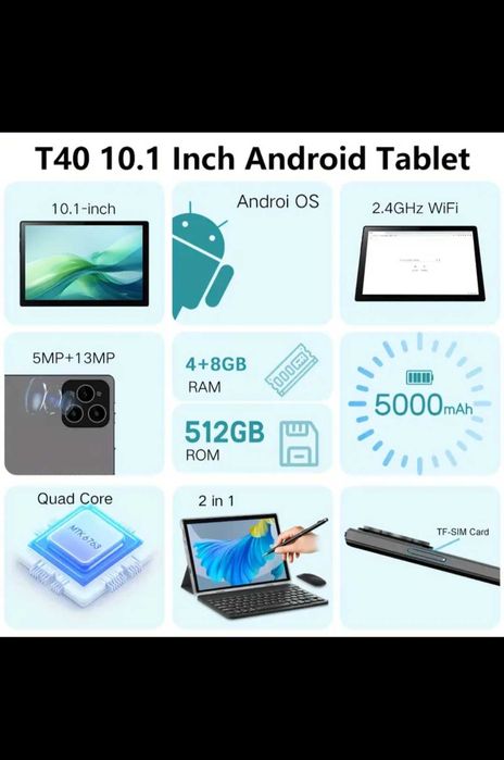 Pachet Complet: Tableta 10'+Husa+Mouse+Tastatura+Cabluri+Incarcator+..