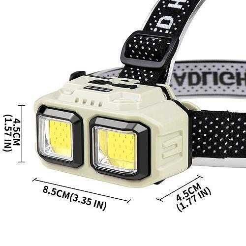 Мощен LED Фенер Челник с 2 COB диода, акумулаторна батерия HX-816