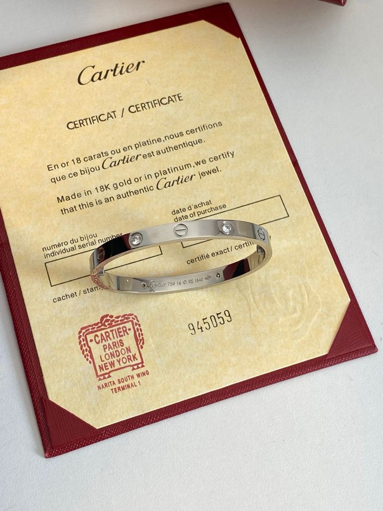 Brățară Cartier Love - unisex - 19 White Gold 750 Diamond Full Box