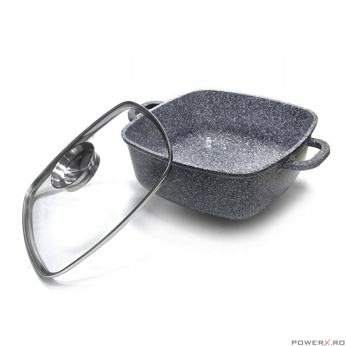 Set 3 oale din aluminiu turnat, cu strat marmorat, capac sticla,