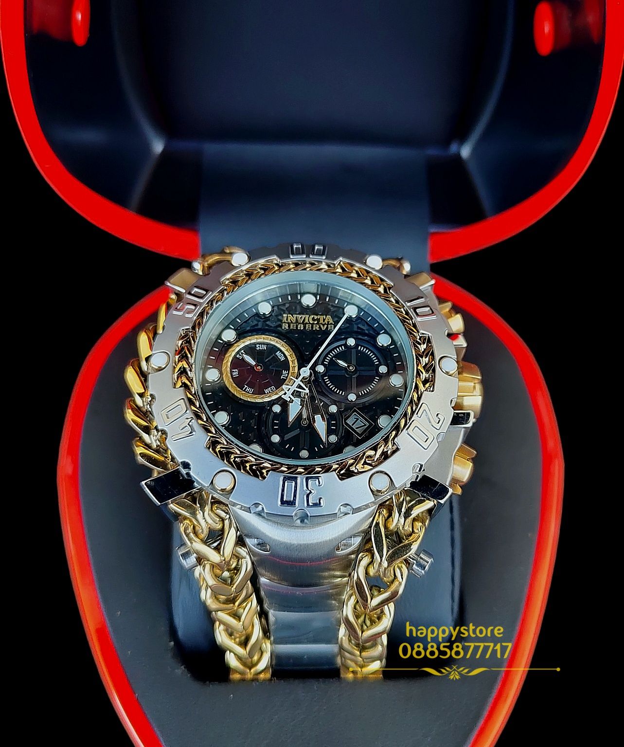 часовник INVICTA Gladiator Silver/Gold 60 mm, Инвикта нов
