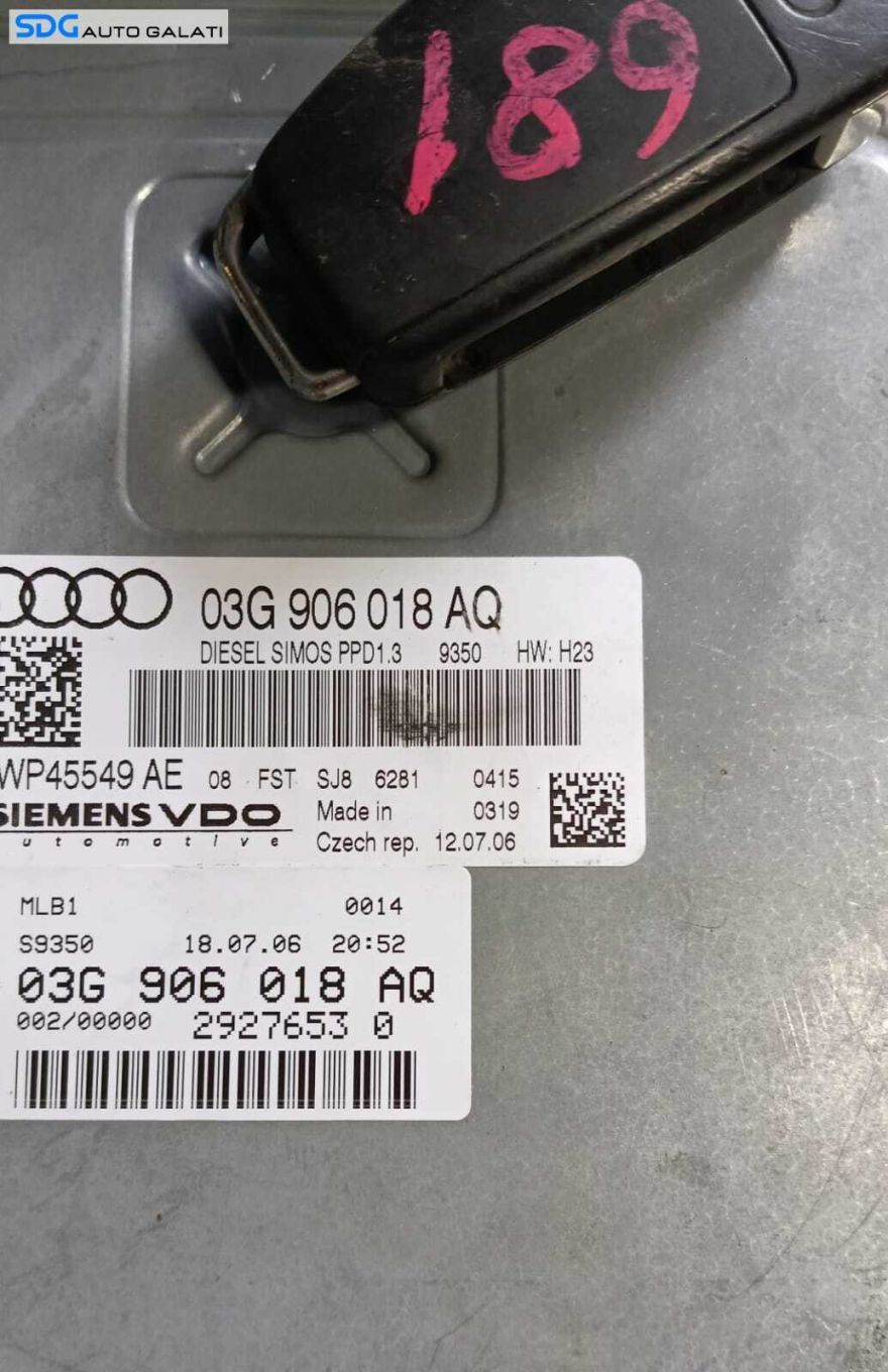 Kit Pornire ECU Calculator Motor Ceas Ceasuri Bord CIP Cheie Cheie Imobilizator Modelul cu Cutie Automata Audi A4 B7 2.0 TDI BRD 2005 - 2008 Cod 03G906018AQ 1036901830 [M8382]
