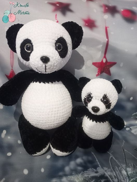 Панда мама и бебе - ръчно плетиво