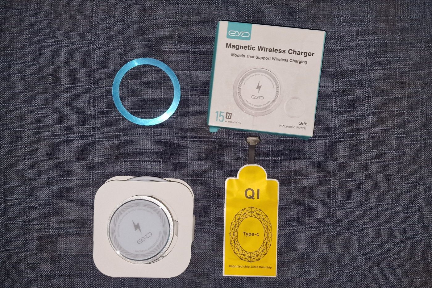 Inel metal+Adaptor Qi Type-c pentru încărcare wireless