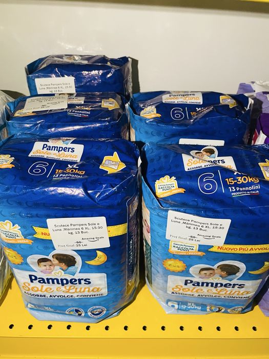 Pampers Sole e Luna , Marimea 6 XL , 15-30kg ,13 Buc ,Pret pe Pachet