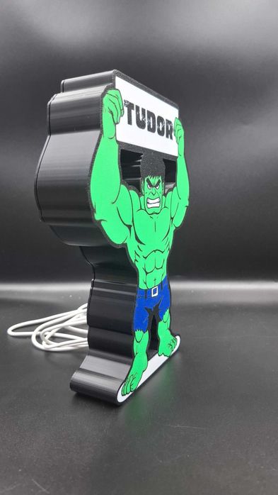 Lightbox HULK Personalizat cu Nume Lumină LED CADOU COPII marvel