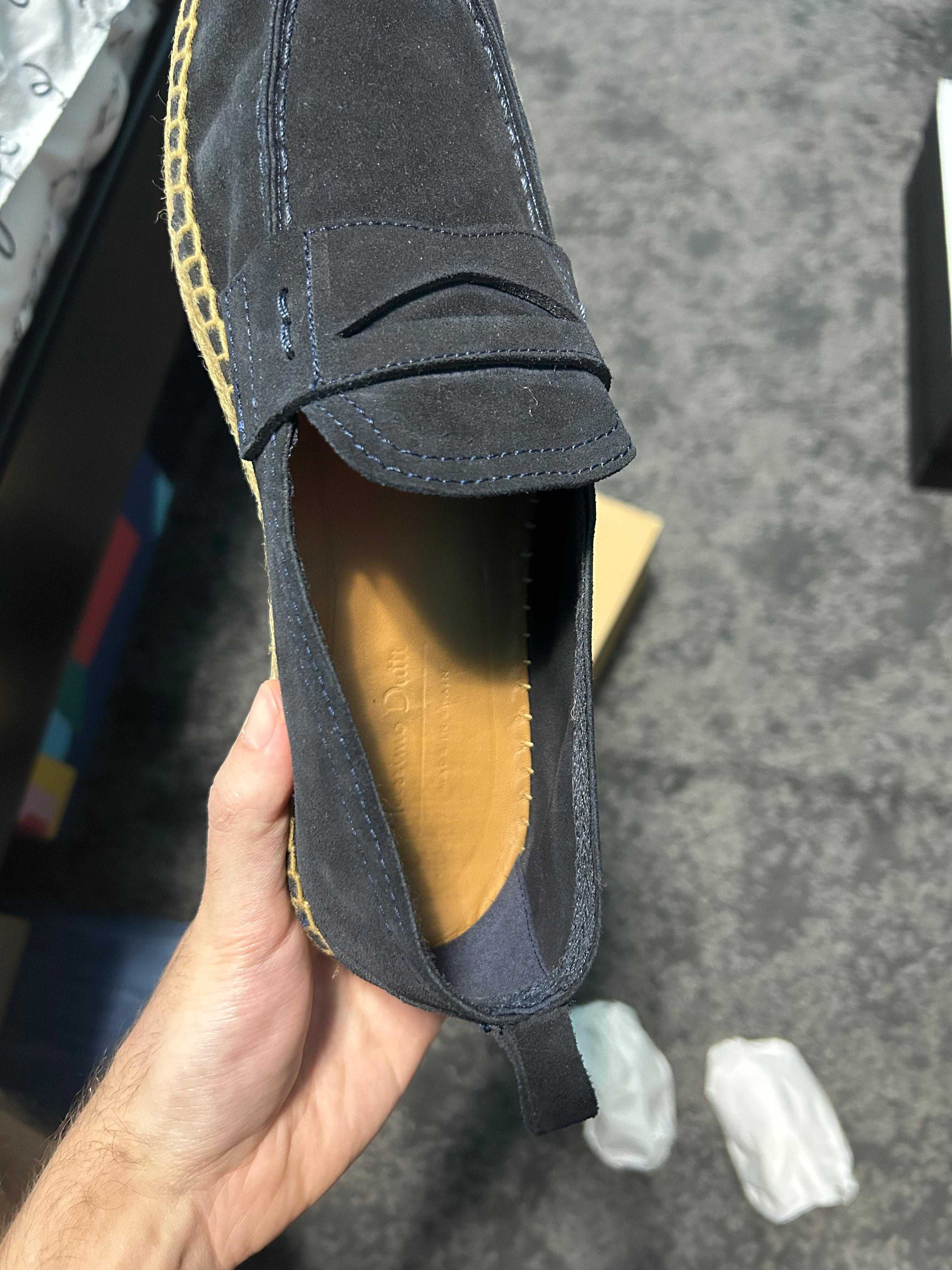 Espadrile bleumarin din piele intoarsa
