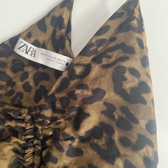 ZARA сатенирана мини рокля р-р ХС