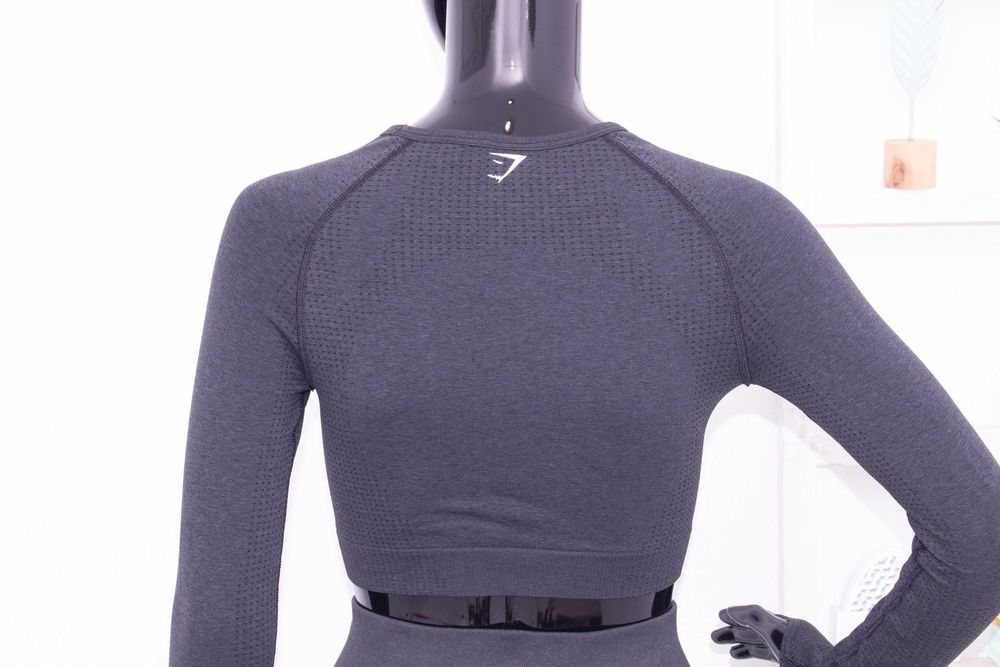 Gymshark оригинален комплект топ и клин тъмно сив висока талия S
