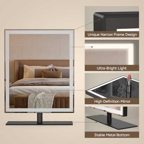 Ново Холивудско LED грим огледало 12 инча 3 цвята регулируема светлина