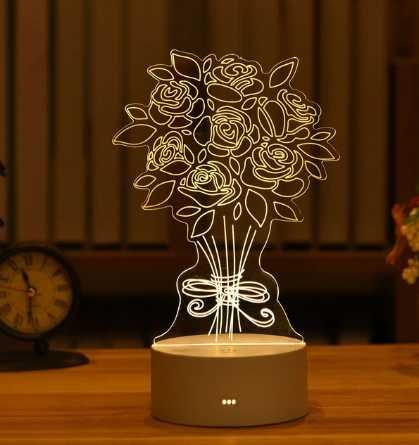3D LED лампа коледа,love,happy birthday, мече,рози,сърца,коледа