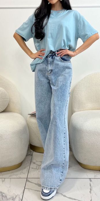 Дамски дънки с висока талия - L