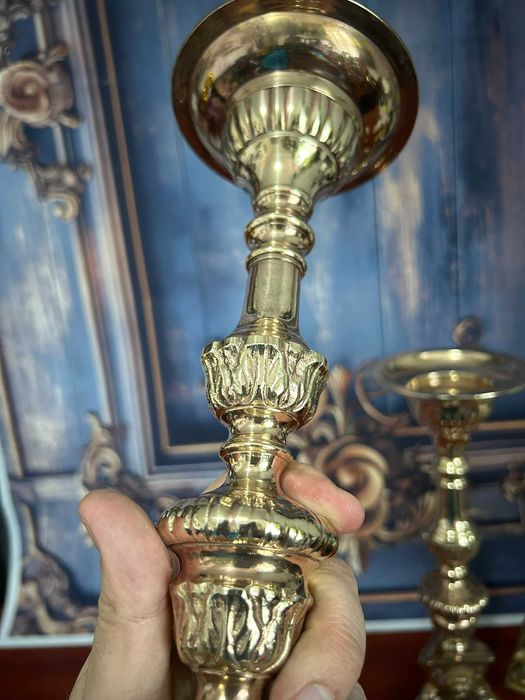 DN514 Set 2 sfesnice masive superbe mari 1,2kg 34cm h 10,5 cm diametru