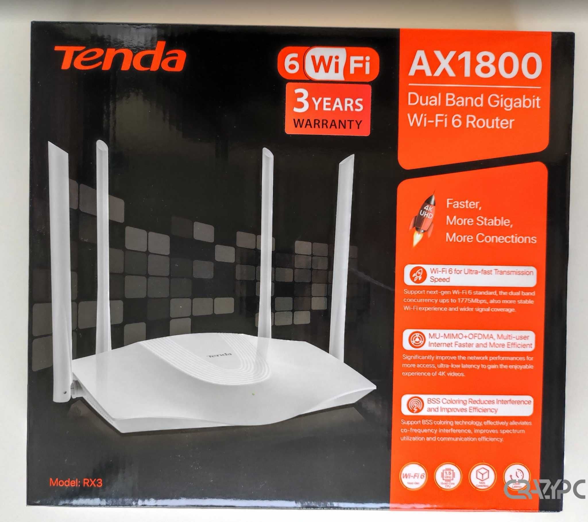 Router Wireless WiFi 6 gigabit Tenda RX3 AX1800 nou garantie sigilat