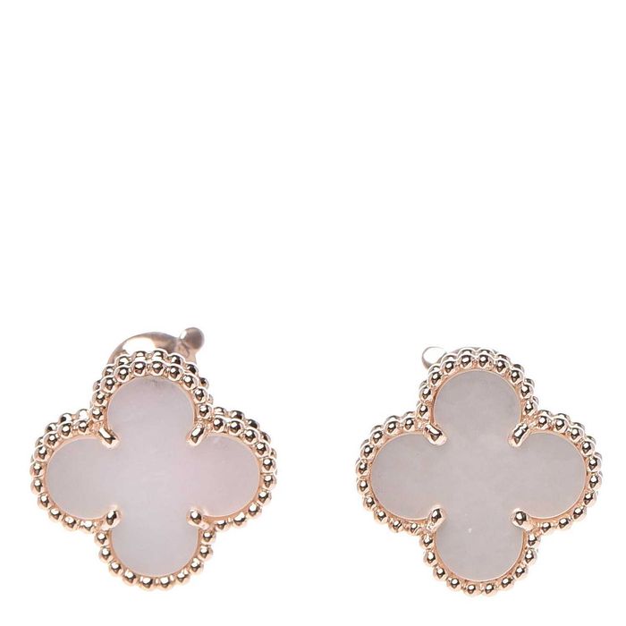 Van Cleef & Arpels VCA Rose Gold Mother of Pearl Alhambra Дамски Обеци