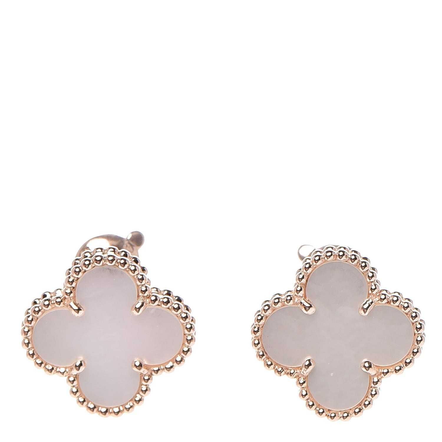 Van Cleef & Arpels VCA Rose Gold Mother of Pearl Alhambra Дамски Обеци