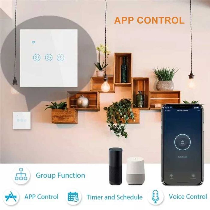 Intrerupator smart inteligent wifi DS-101 Tuya, sticla, un buton touch