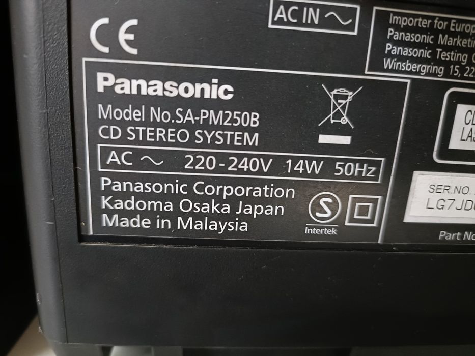 Panasonic SA PM 250 B, sistem audio, Bluetooth, USB, FM, CD player