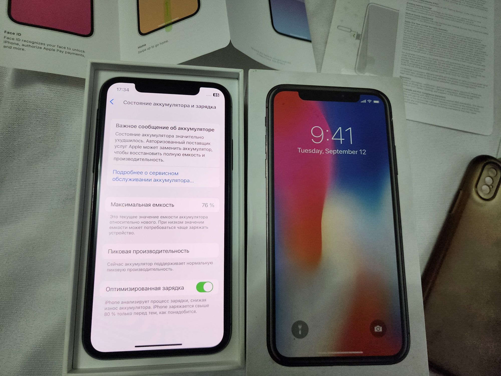 Iphone X LL/A 64ГБ Акк 76% Как Новый Каробка Дк фулл