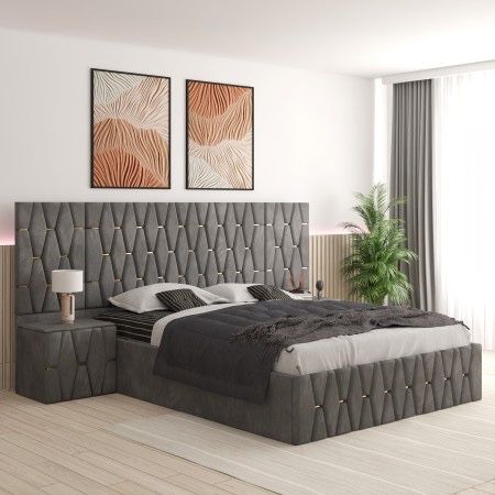 Pat Tapitat Cu Noptiere Tapitate Si Extensii