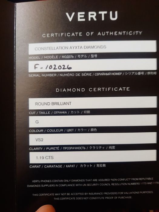 Vertu ayxta constellation diamond