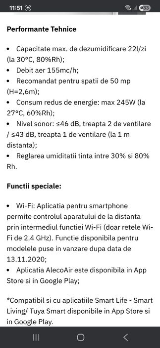 Dezumidificator stare excelenta cu garanție