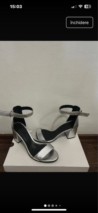 sandale argintii piele interior exterior