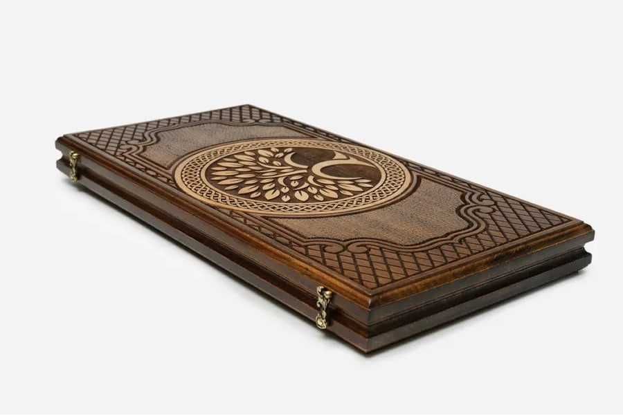 Нарды резные "Дерево Жизни" из массива бука (Армения)