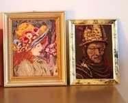 Tablou goblen vechi cu ramă din lemn