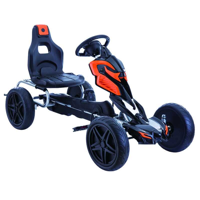 GO Kart cu pedale, Kinderauto Thunder cu roti EVA, culoare portocaliu