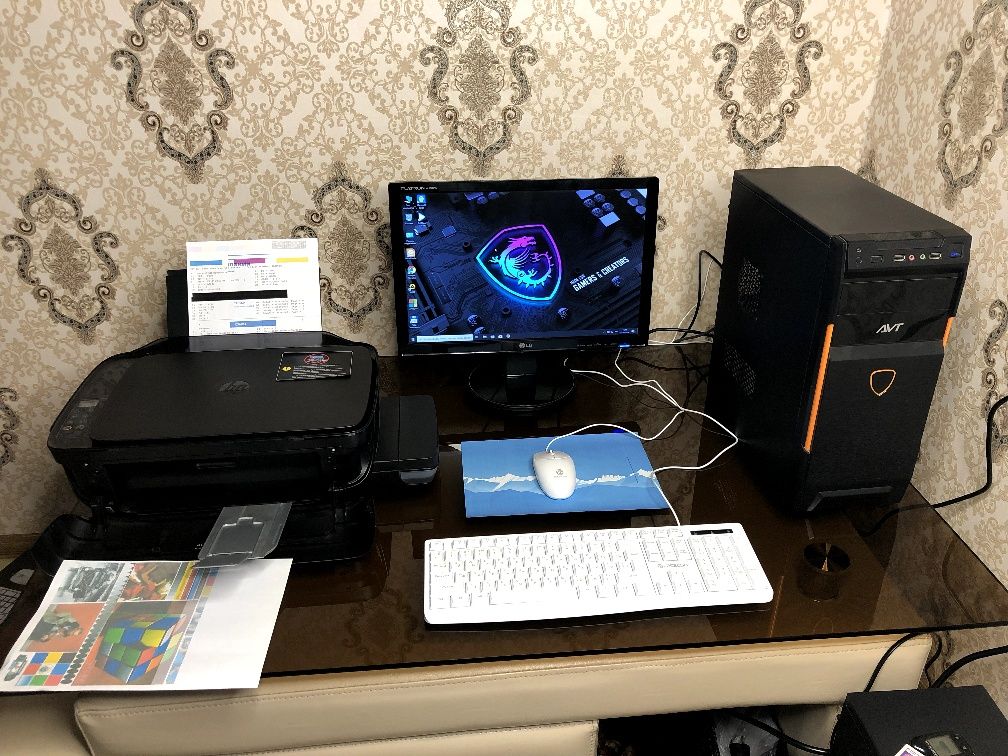 Готовый ПК для дома и офиса полный комплек + Цветной Принтер HP Tank