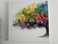 Tablou canvas pictat manual in ulei Colors 100x100 cm