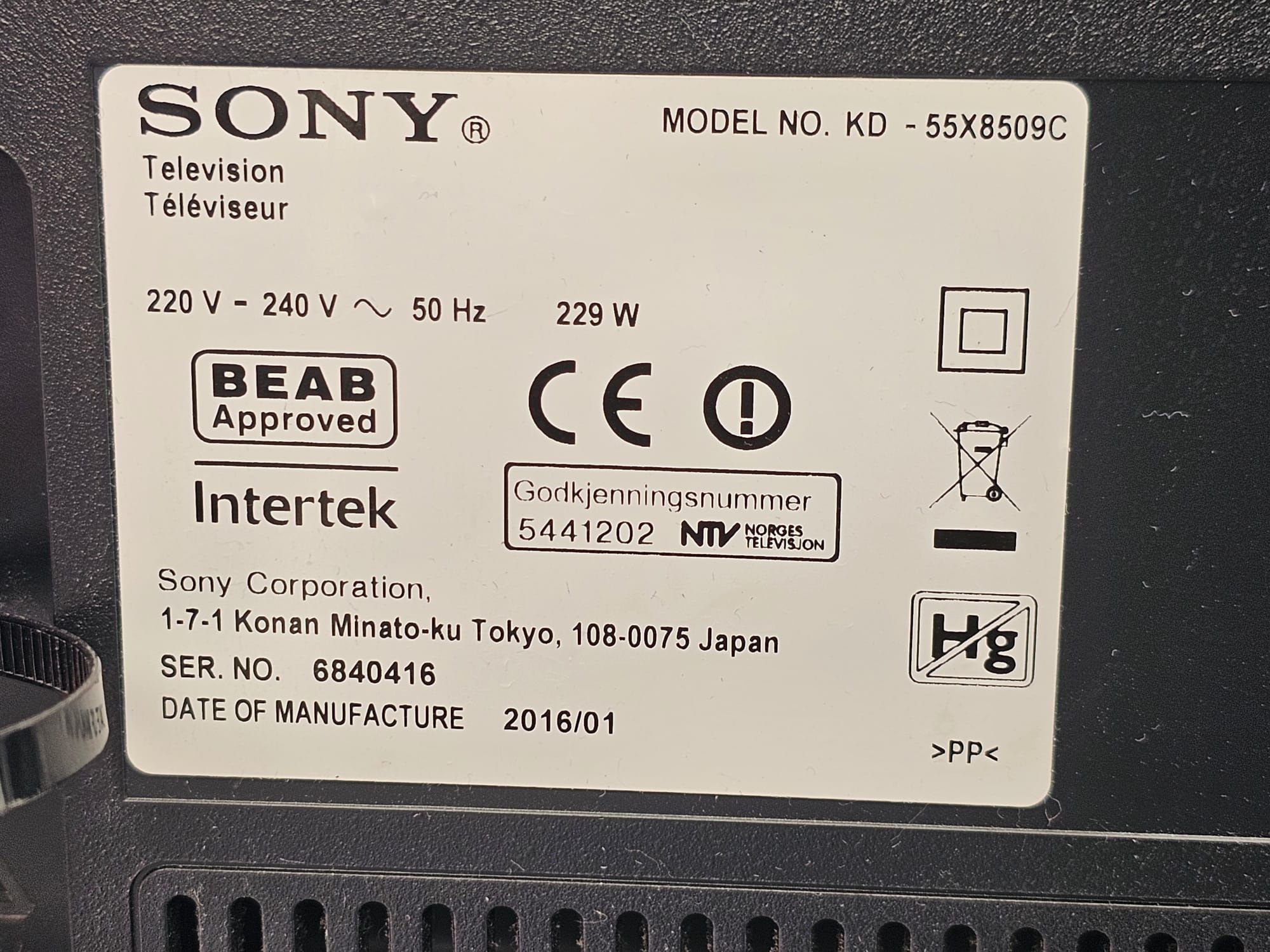 Televizor Sony Bravia 138.8 cm