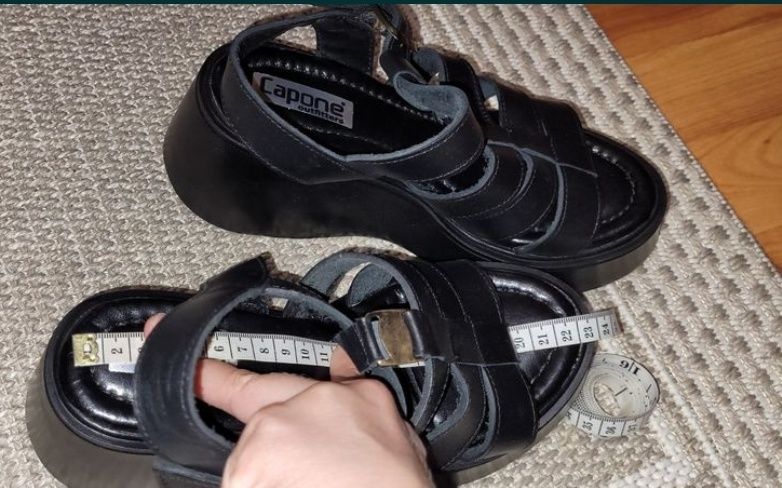 Sandale de damă din piele, negru, mr 36, Noi