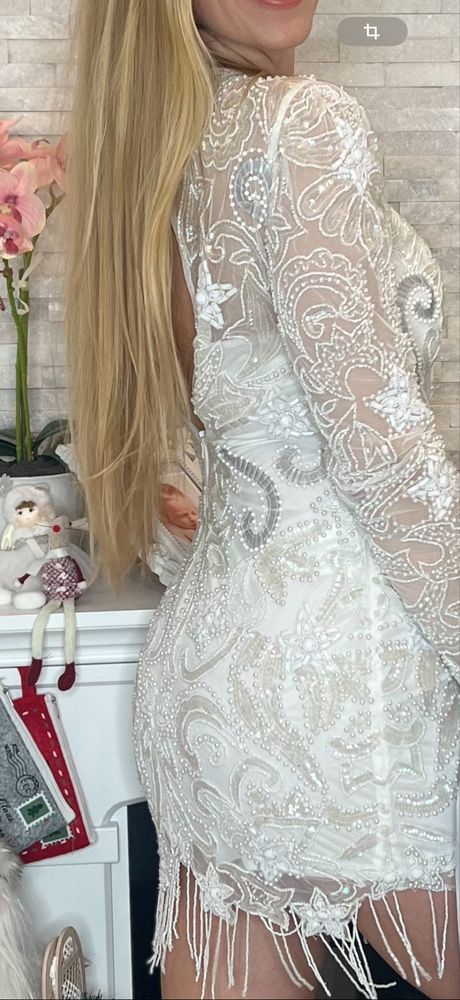 Rochie alba paiete